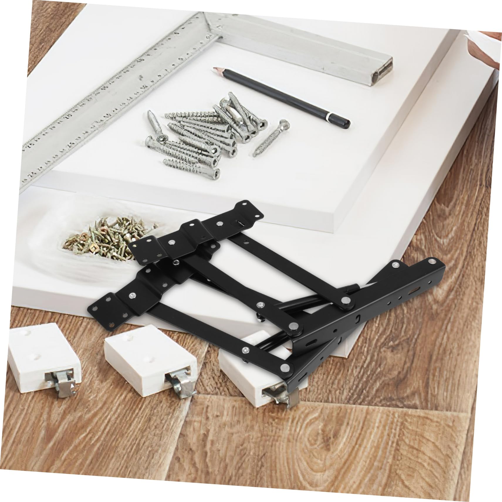 NUOBESTY Soporte de Mesa de Escritorio Gas Hidráulico 2piezas, Estructura de Hierro Resistente, Mecanismo Plegable para Sala y Dormitorio, Ahorro de Espacio