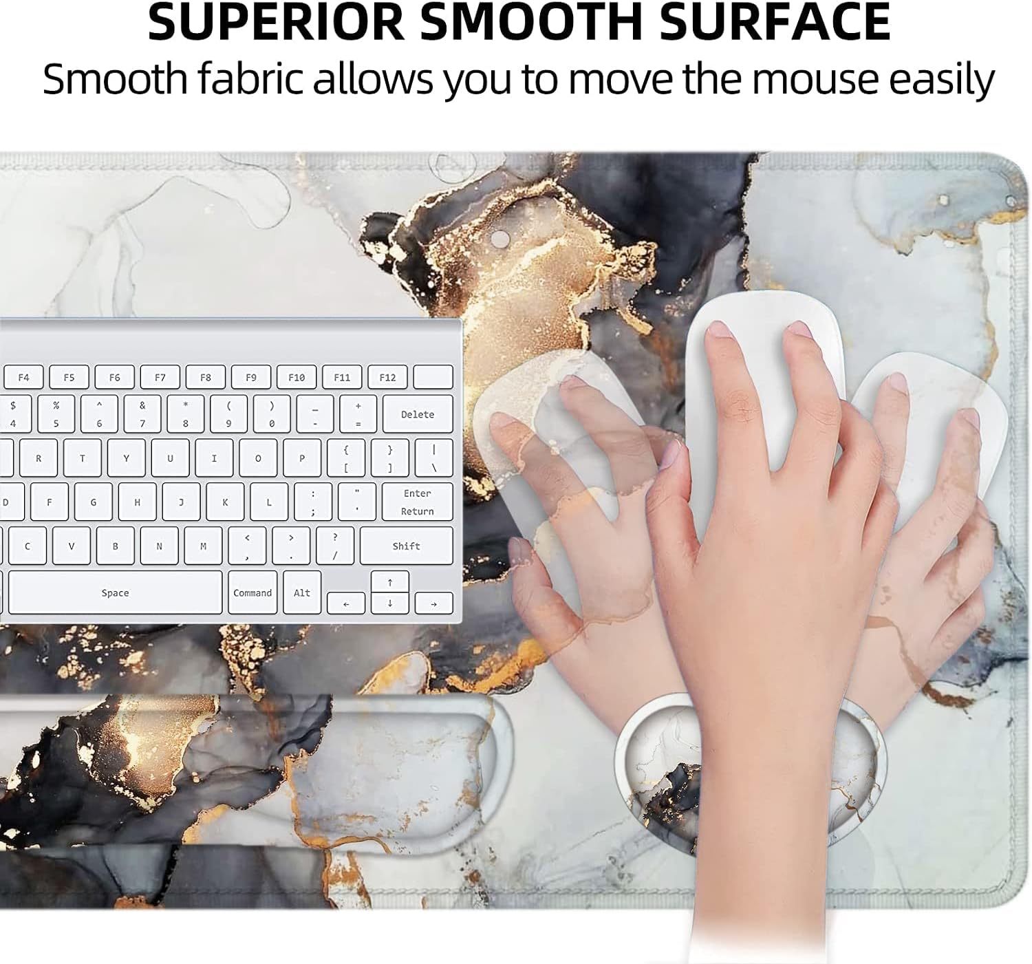 LATEEFAH Large Mouse Pad and Keyboard Wrist Rest, Desk Pad for Keyboard and Mouse, Extended Gaming Mouse Pad with Wrist Support, Waterproof Non-Slip Desk Mouse Mat for Office, Home