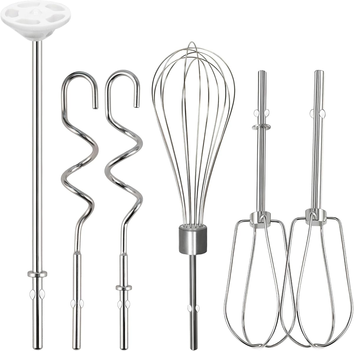 Hand Mixer Beater Attachments for KitchenAid Set of 6 | Including Turbo Beater, Pro Whisk, Dough Hooks, Blending Rod Compatible with KHM512 KHM6118 KHM7210 KHM926