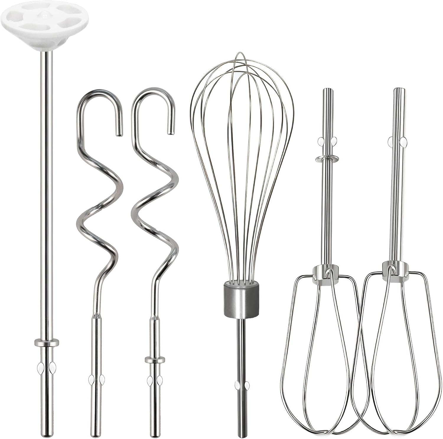 Hand Mixer Beaters Attachments for KitchenAid KHM512 KHM6118 KHM7210 KHM926, Including Turbo Beater, Pro Whisk, Dough Hooks, Blending Rod, Set of 6