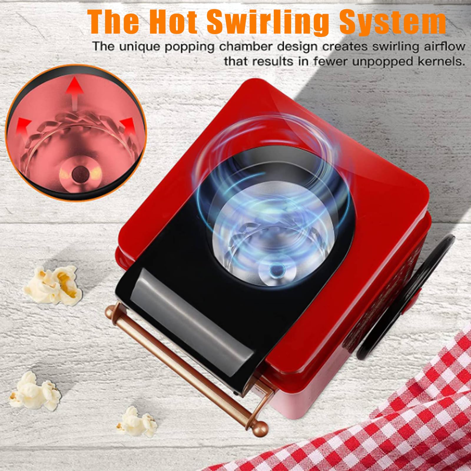 Macchina per Popcorn Ad Aria Calda Domestica, Macchina per Popcorn Elettrica, Macchina per Popcorn Ad Aria Calda, Cottura Sana Ed Efficiente Senza Olio da 1100 W, Corpo Compatto, per Ufficio