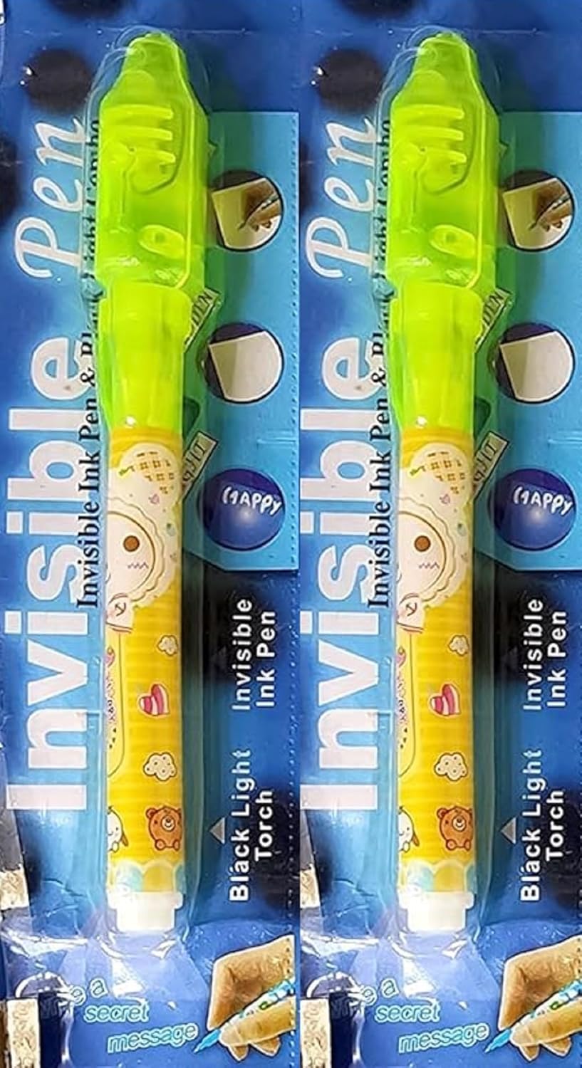 MAPPERZ Invisible Magic Pen with UV-Light Birthday Secret Message Spy Pens Gadget Clear Invisible Ink Fun Return Gift Pen for Kids (Pack of 2) MAPPERZ Invisible Magic Pen with UV-Light Birthday Secret Message Spy Pens Gadget Clear Invisible Ink Fun Return Gift Pen for Kids (Pack of 2)