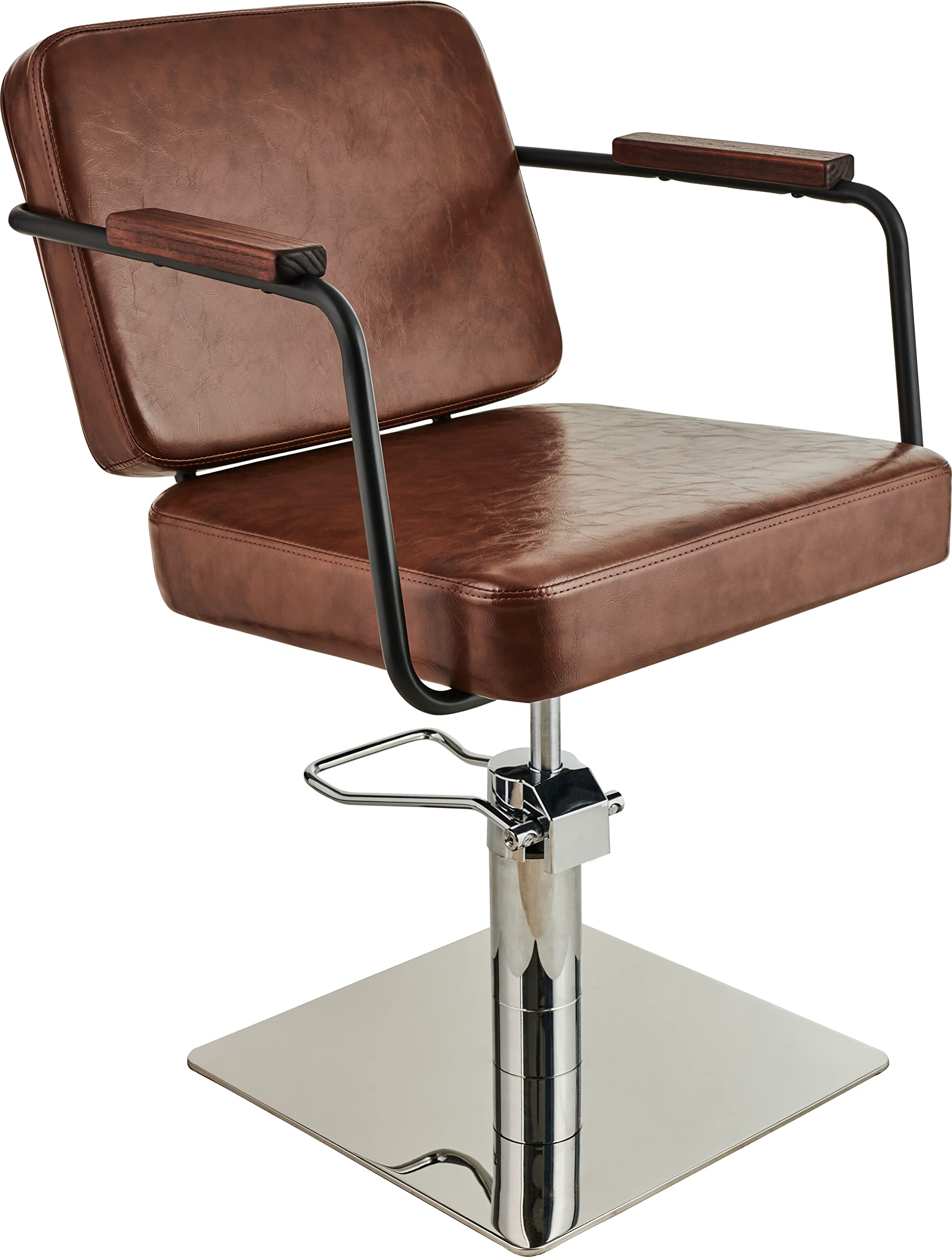 Ayala Friseurstuhl ENZO braun Friseursessel 360° Drehbar Frisörstuhl Barberstuhl Höhenverstellbarer Barbersessel Hydraulischer Friseurbedarf