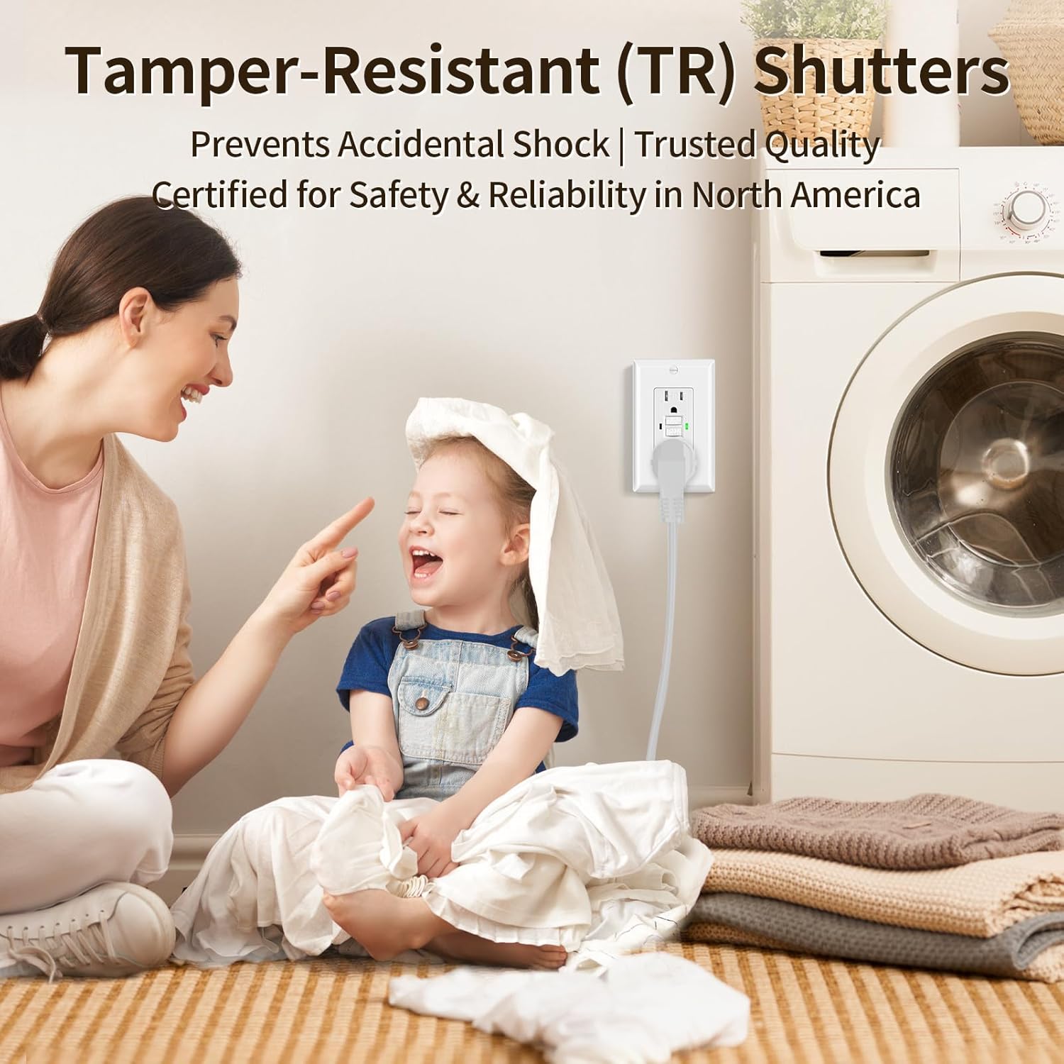 5 Pack GFCI Outlet 15 Amp, TR Tamper Resistant, Self-Test GFI Receptacle with Wall Plate, Electrical Outlet for Bathroom Kitchen Garage, Ground Fault Circuit Interrupter, UL Listed, White