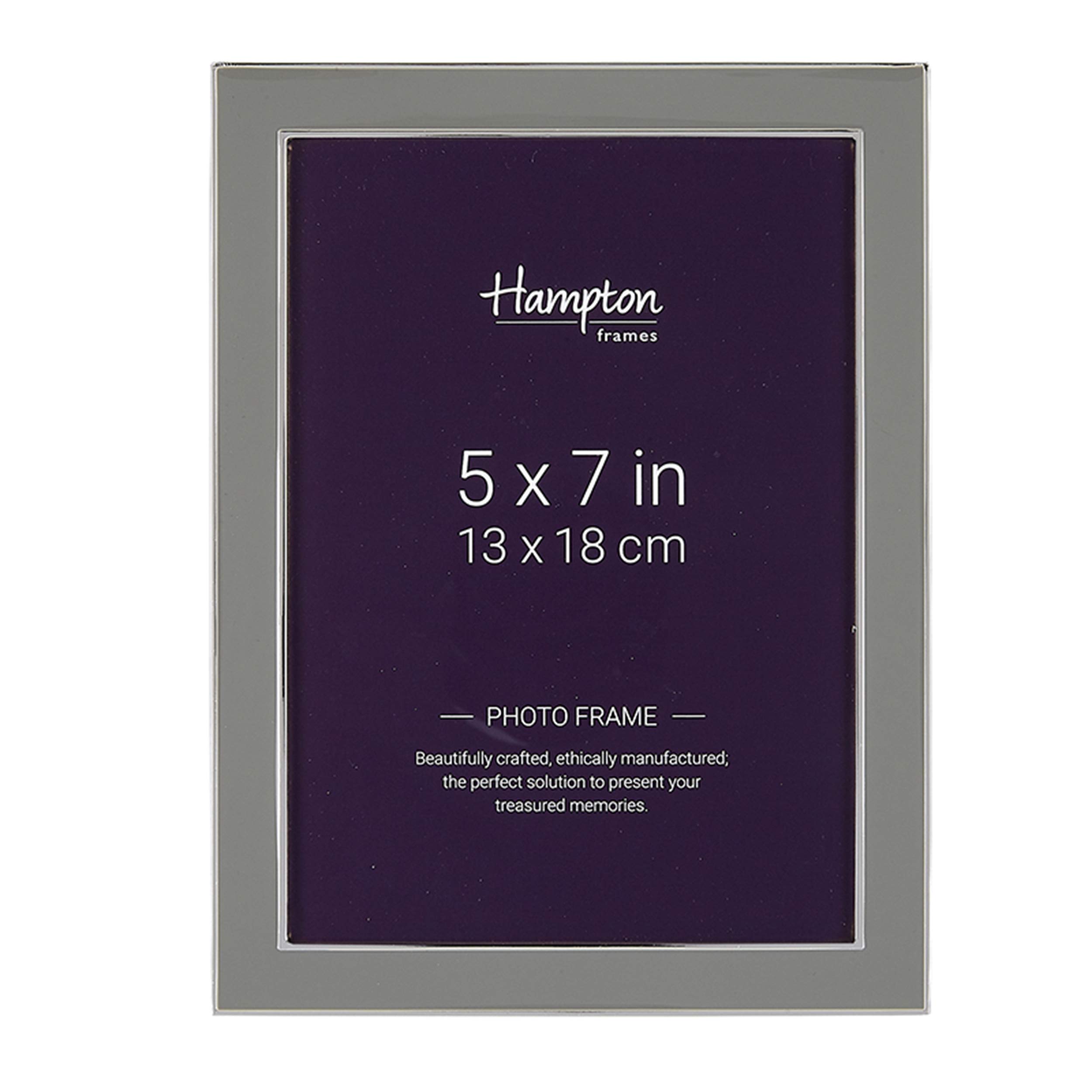 Hampton Frames ANNABEL Silver Plate Photo Frame with Grey Enamel Inlay 5x7 (13x18cm) - ANN57GY