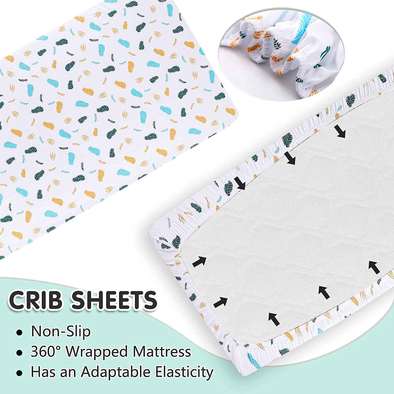 YJM Juego de ropa de cama para niños de 3 piezas, sábana de cuna, falda/cuna incluida, juego de cuna para bebé, lavable a máquina, león verde