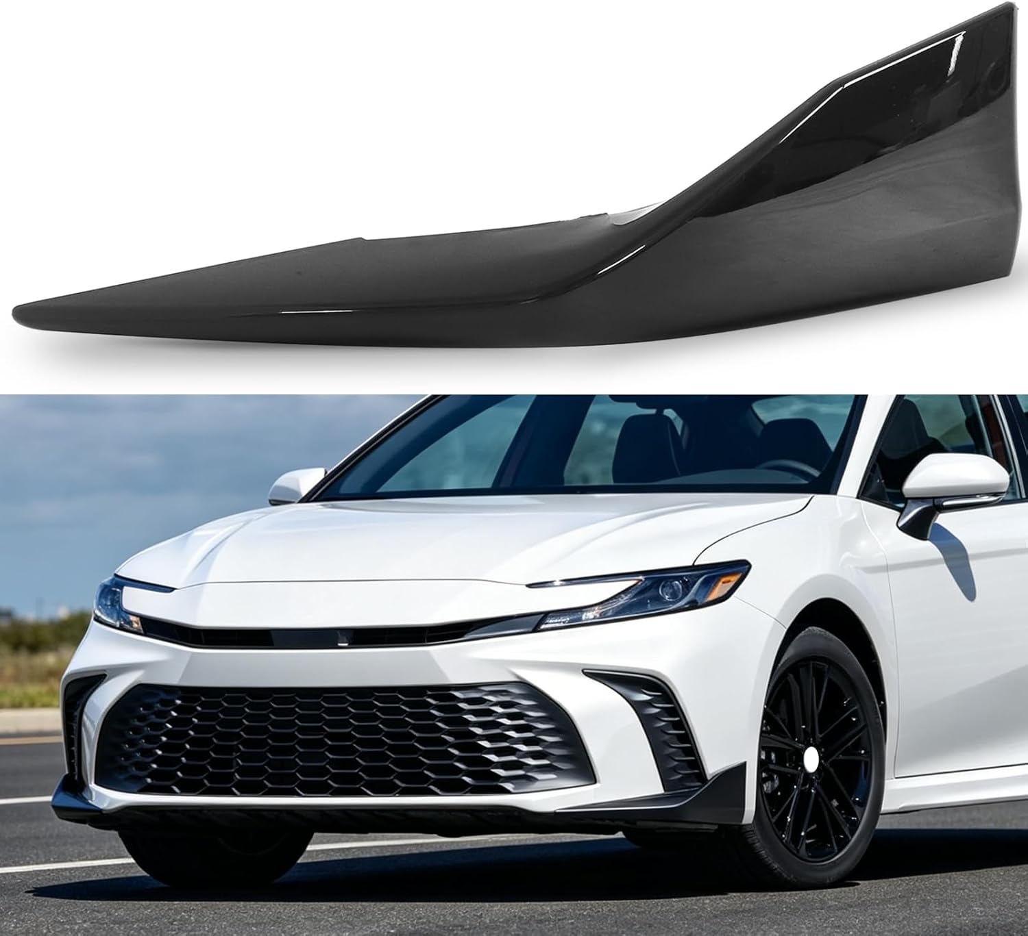 Glossy Black Front Left Driver Side Bumper Lower Molding Trim Fit for Camry SE XSE 2025 2026 Corner Wrap Cover Replace for 52713-AQ040 52713AQ040