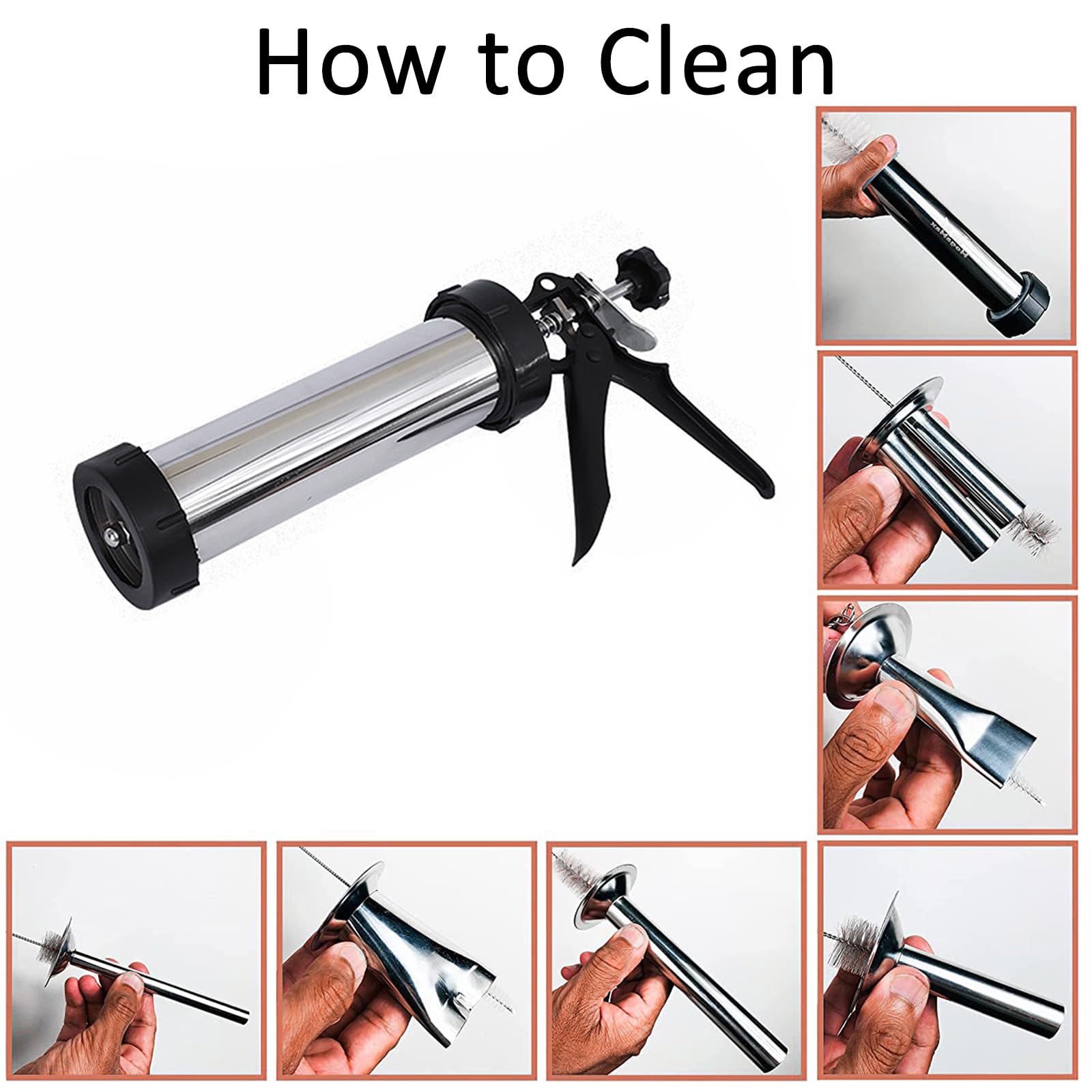 iChase 1.5LB Large Capacity Jerky Gun Kit, Stainless Steel Beef Jerky Gun, Sausage Gun with 5 Stainless Steel Nozzles