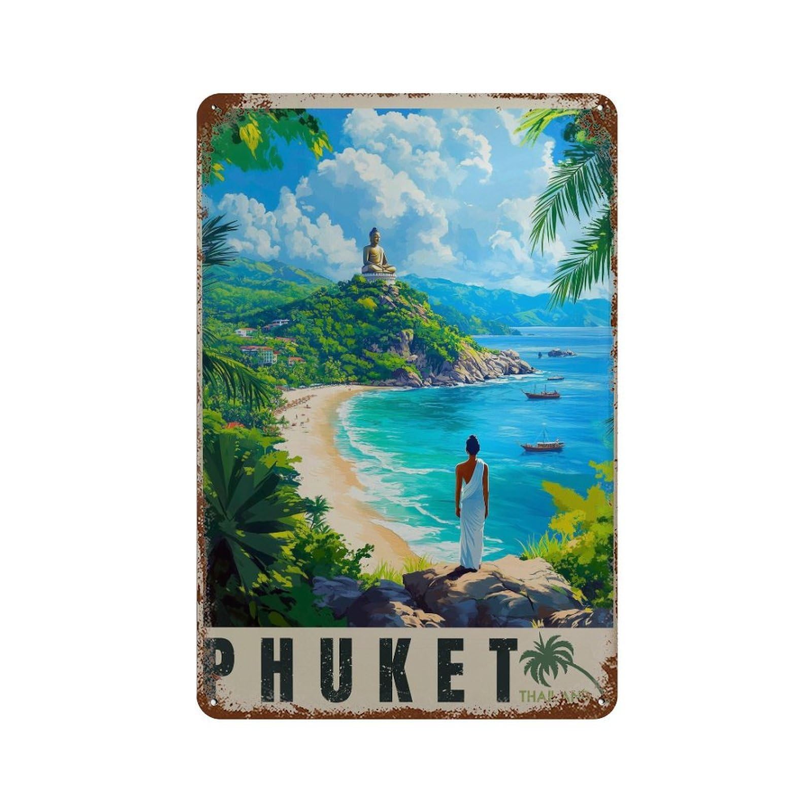 xiaoxiaoshen Phuket Travel Thailand Beach Wall Decor Art Metal Tin Poster Modern Home Decor Art Home Bar Shop Decorations Vintage Sign 30x20cm