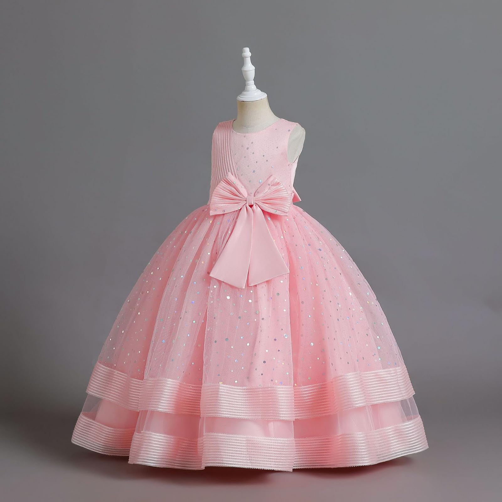 2026 Bambini Paillettes Vestito Bambini Big Bow Principessa Vestito Ragazza Fiore Vestito Ragazza Vestito Bambini