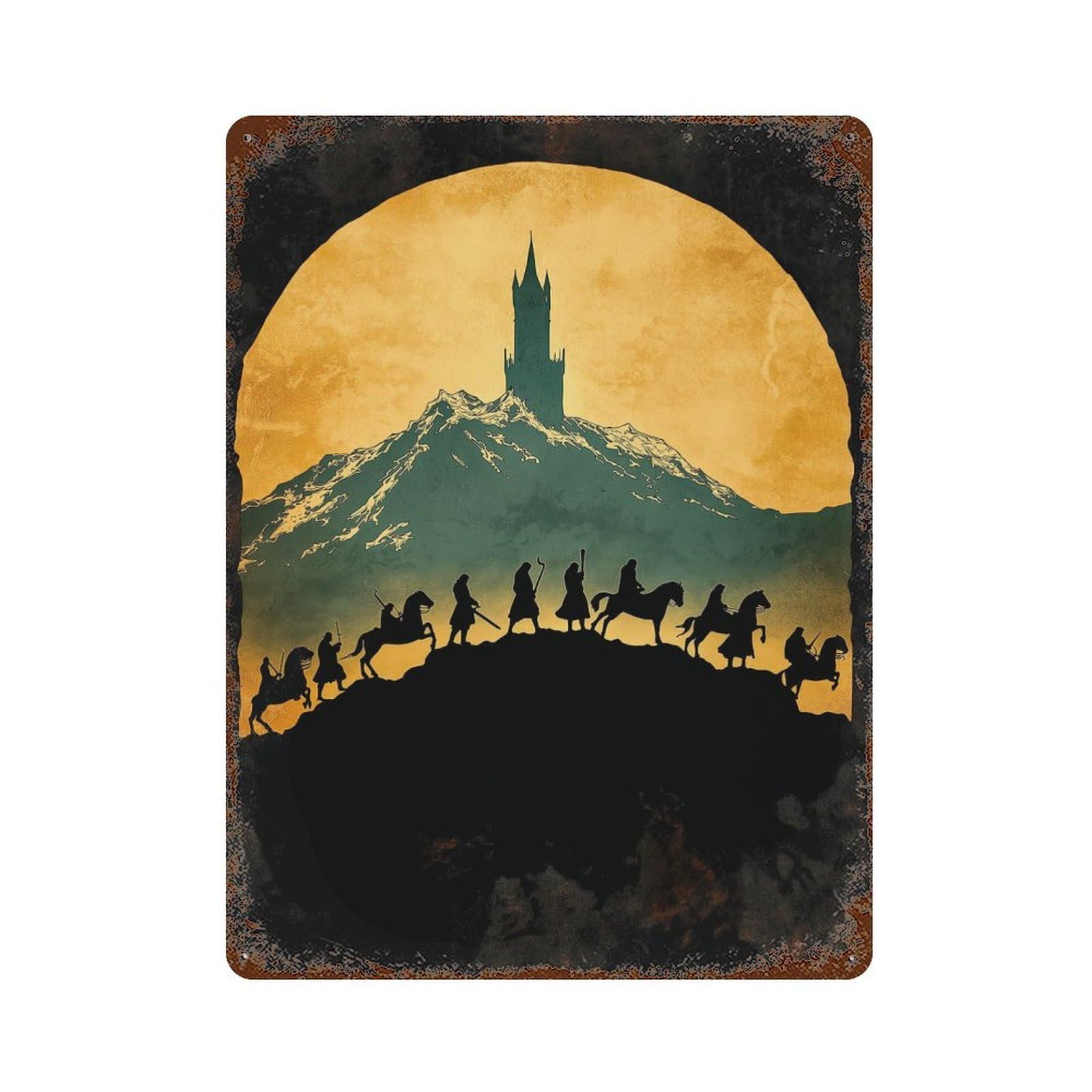 Silhouettes of Riders Rusty Metal Tin Sign 15.7"x11.8", Ideal for Shed, Workshop And Garage Wall Decor