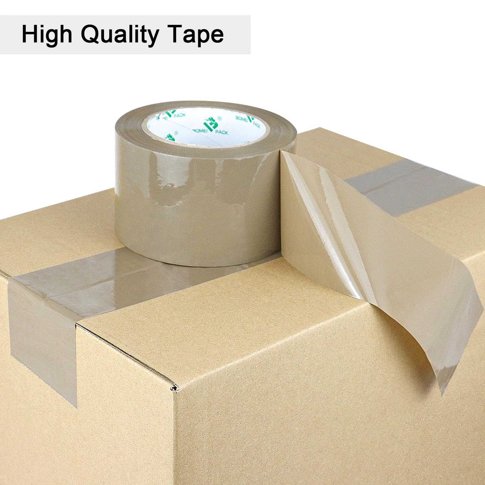 BOMEI PACK Nastro da imballaggio marrone da 7,6 cm, 6 rotoli di nastro largo per imballaggio, per traslochi, spedizioni e stoccaggio, 2,4 mm x 100 m