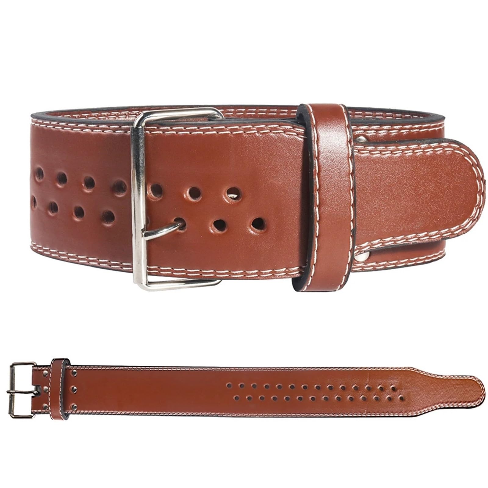 Gewichthebergürtel 10MM Schnalle PU Leder Kniebeugen Gewichtheben Gürtel Langhantel Hantel Fitness Gym Gewichte Training Taille Unterstützung Ausrüstung(Brown,S)