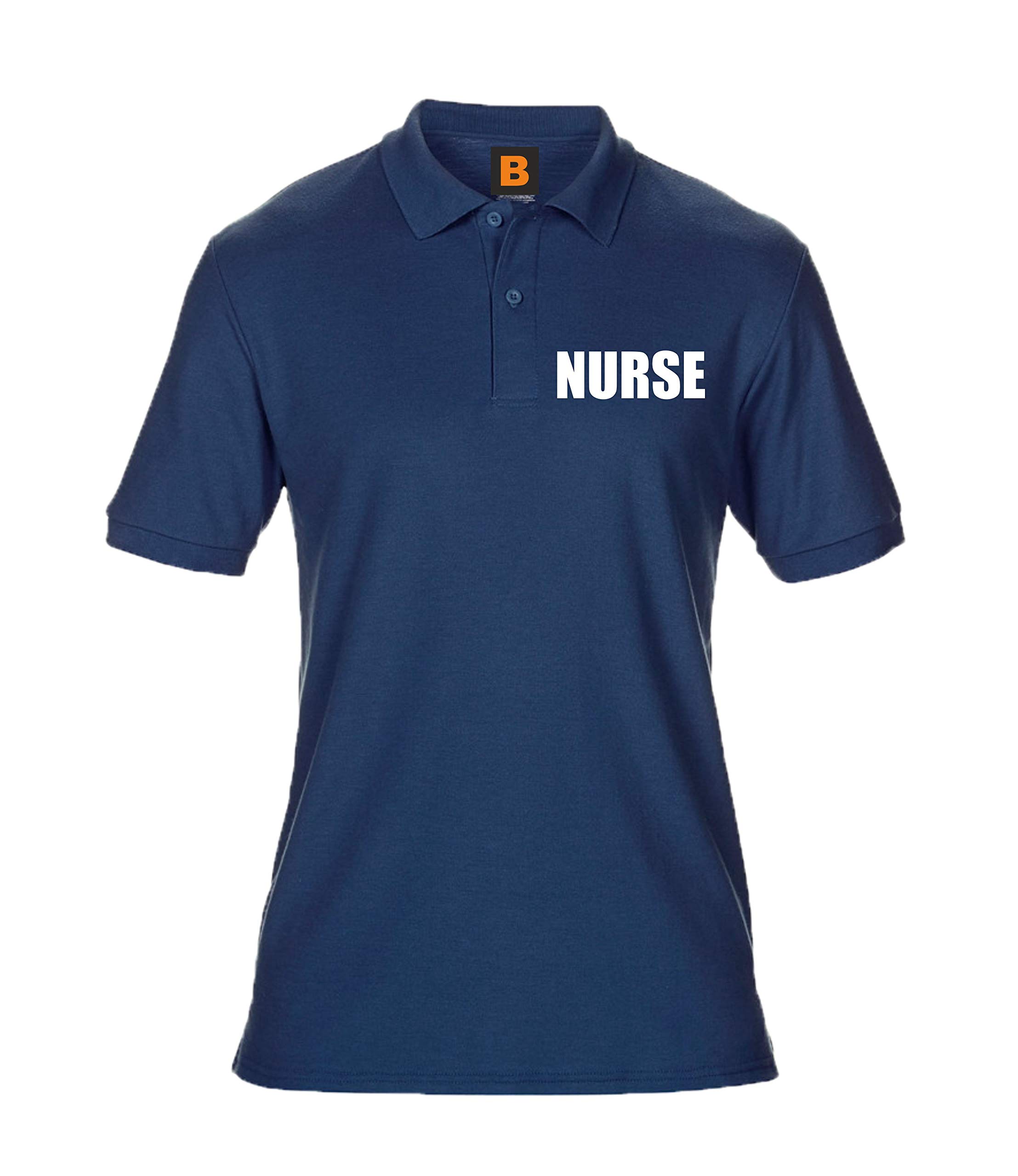 Brook Hi Vis Uk Unisex Navy Nurse Printed Polo Shirt, Medical Clothing Small