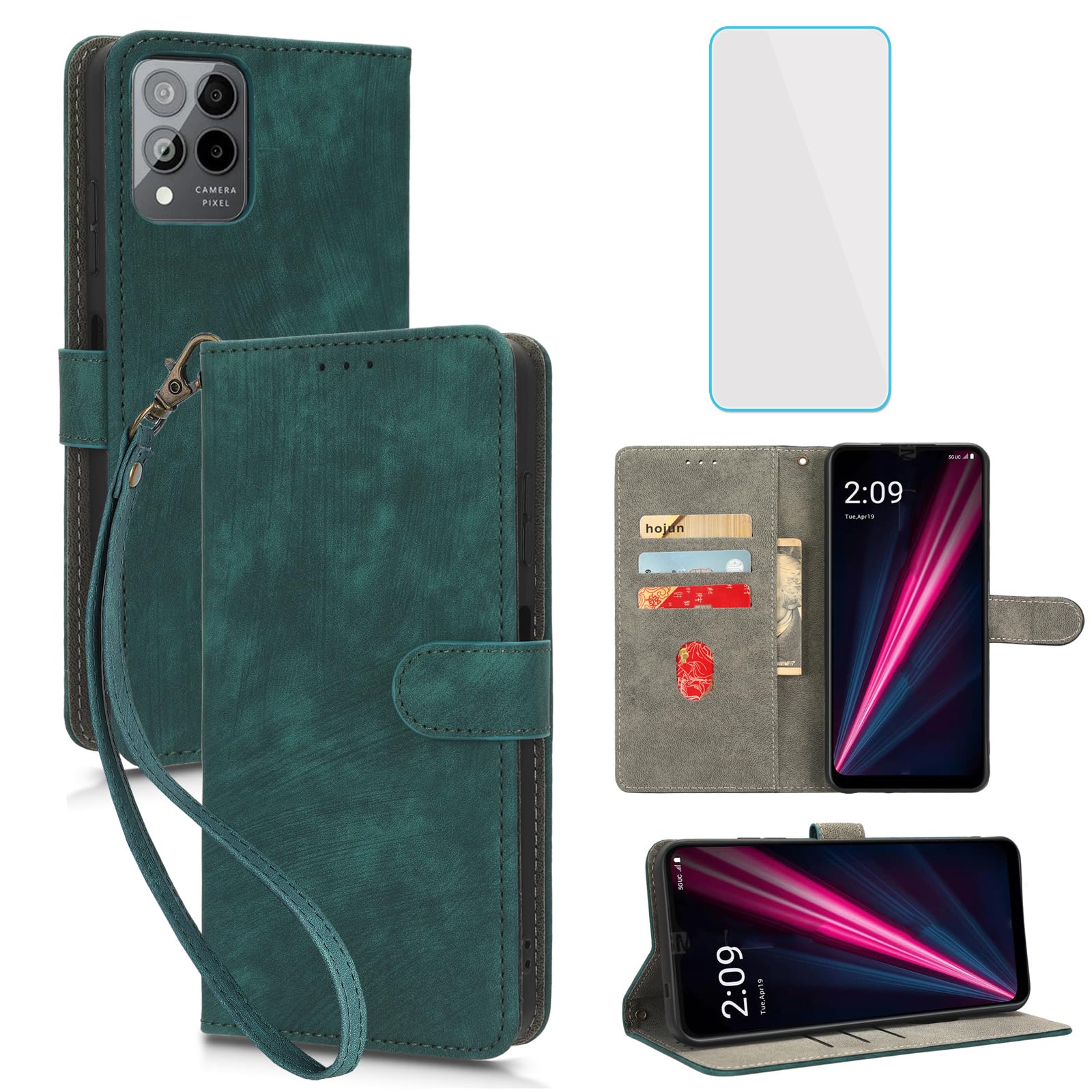 Coque portefeuille Revvl 6X Pro 5G protégeant des rayures et vol RFID vert - 8