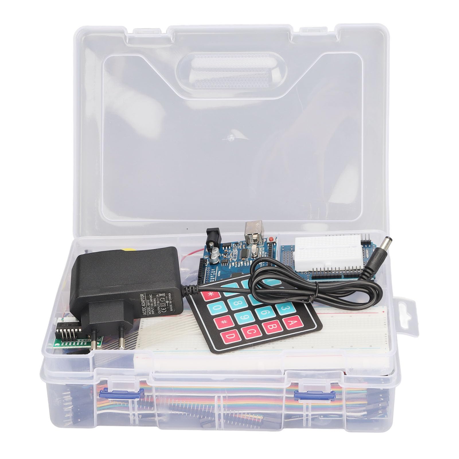 Kit de Componentes Electrónicos, Kit de Inicio de Electrónica de Plástico ABS con Placa de Pruebas, Juego de Sensores de Resistencia de Condensador LED Colorido para Aprendizaje y Práctica