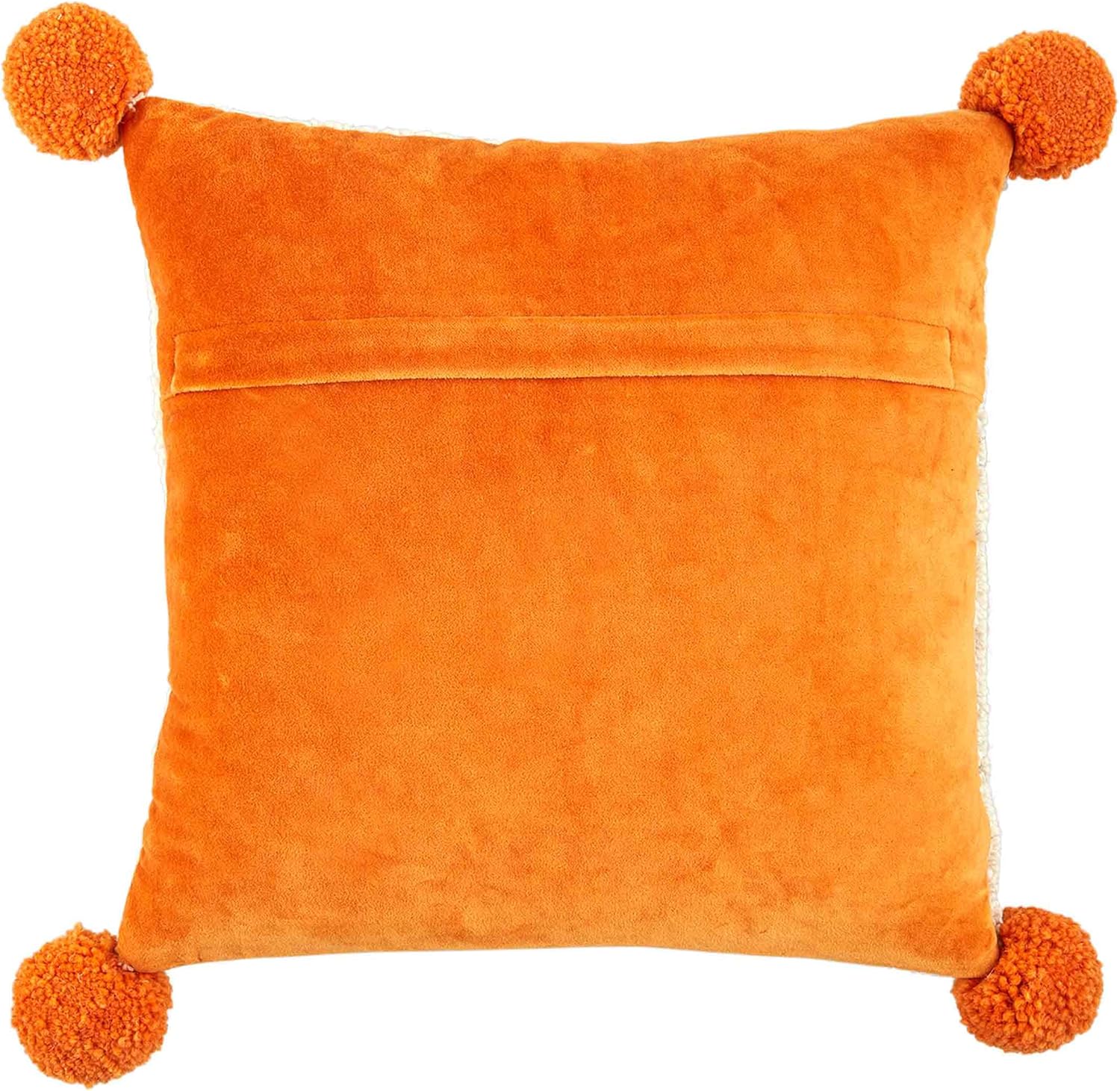 Mud Pie Give Thanks Hooked Wool Pillow, 16" x 16", Orange