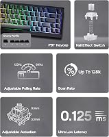 EPOMAKER HE68 Lite Hall Effect Gaming Billentyűzet 8K Polling Fekete 3
