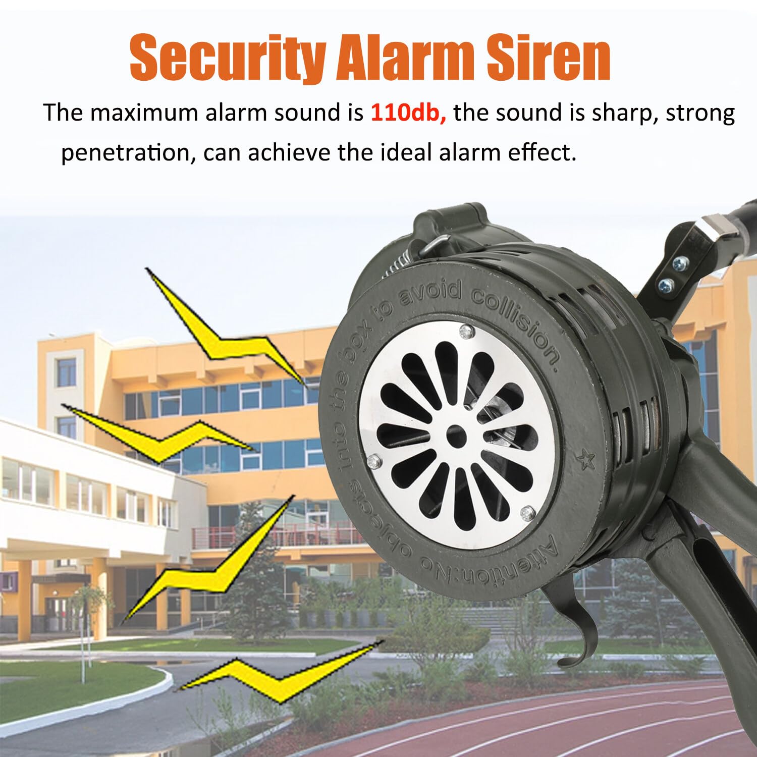 Mano Manovella Corno Sirena Portatile 110dB Allarme Di Sicurezza Domestico, Sirena Manuale Metallo Allarme Manovella per Fabbriche, Scuole, Truppe, Disastri Naturali e Casa Ecc