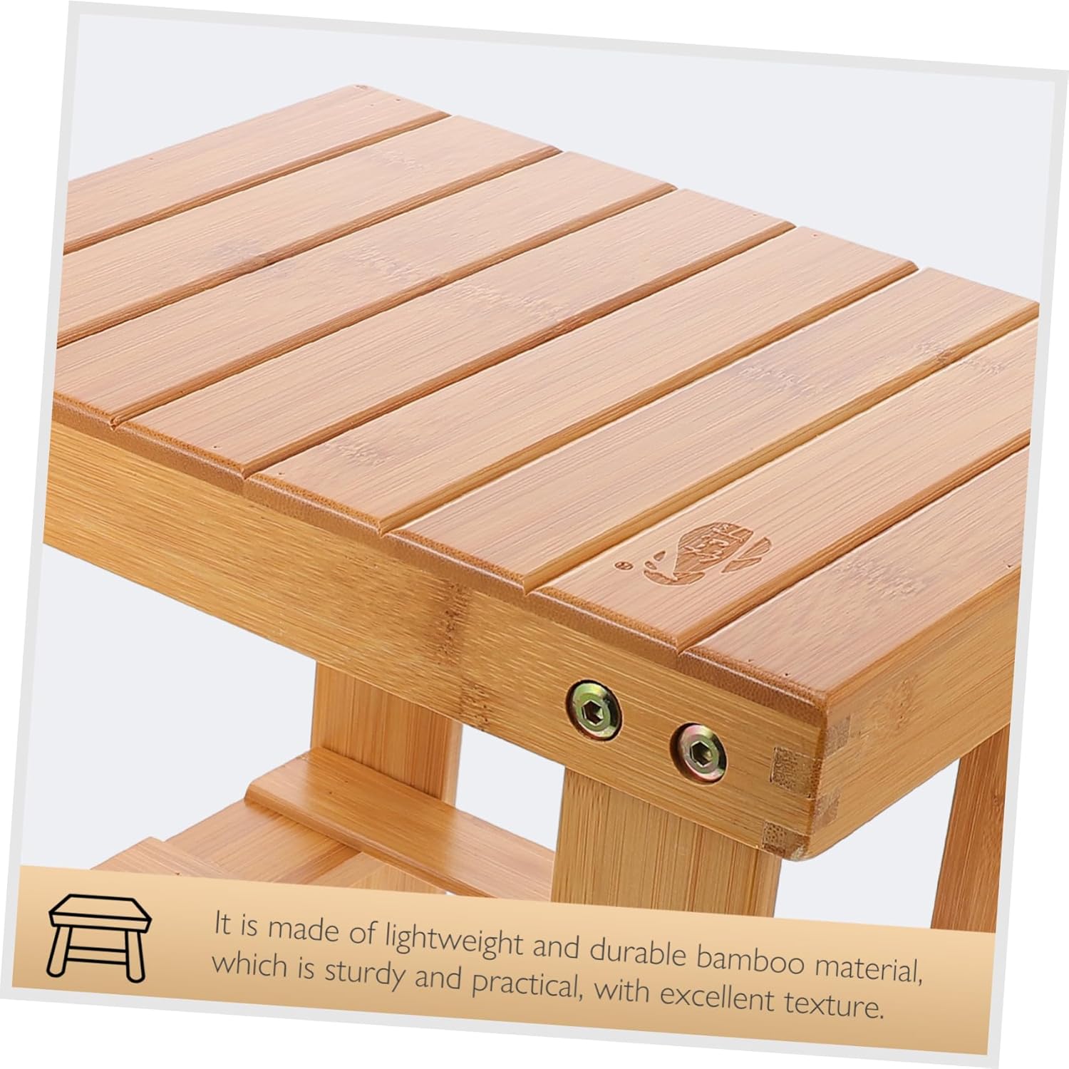 Zerodeko Brown Bamboo Stool Stable Mini Square Footstool for Home Non-Slip Multi-Functional Design for Indoor and Outdoor Use for Shoe Changing and Heightening