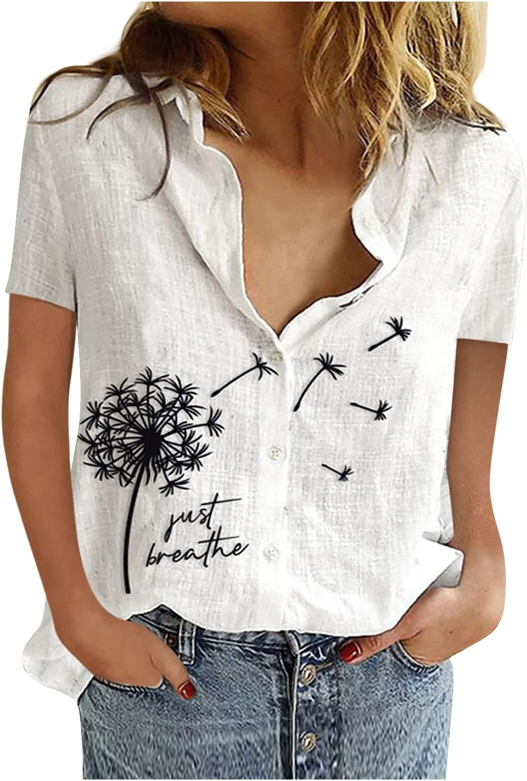 Golf T-Shirt Fall Ladies Tshirts Blouse Button Fly Button-Down O Neck 休闲的 Nurse Working Uniforms