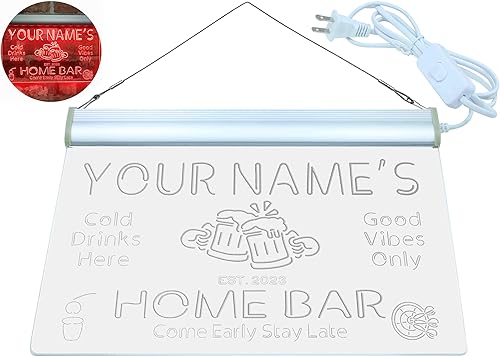 Vista 120 de ADVPRO - Letrero de luz LED de neón de doble color para el hogar, personalizado, con texto en inglés con «tu nombre y año de fundación», letrero