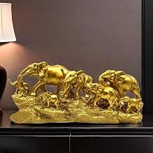 7 Elephants Herd with Babies Statue Elephant Family Frgurines Sculpture for Home Office Living Room Desktop Decoration Figurines Indoor Feng Shui Decor Bronze