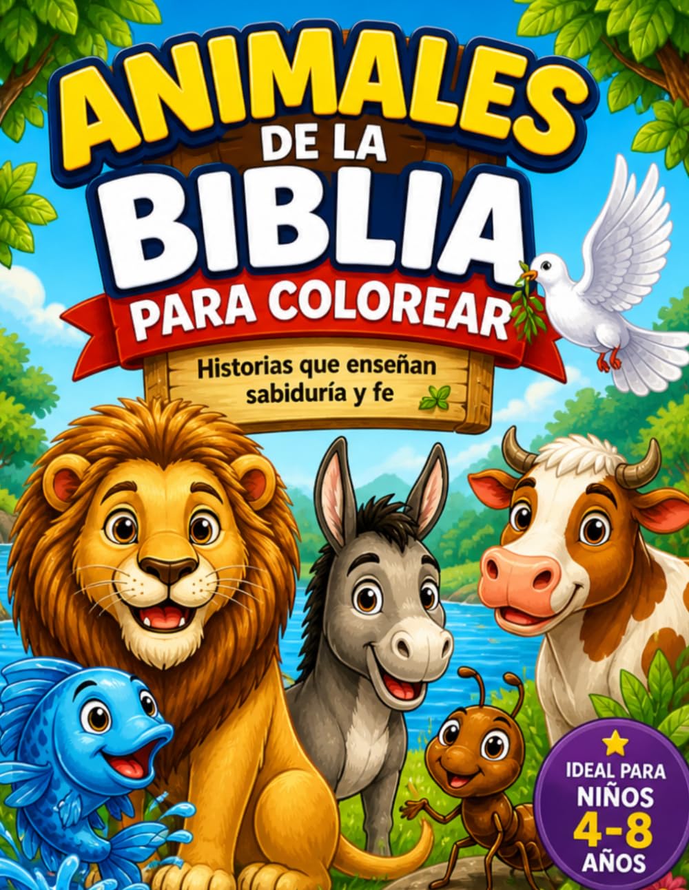 Animales de la Biblia para Colorear: Historias que enseñan sabiduría y fe