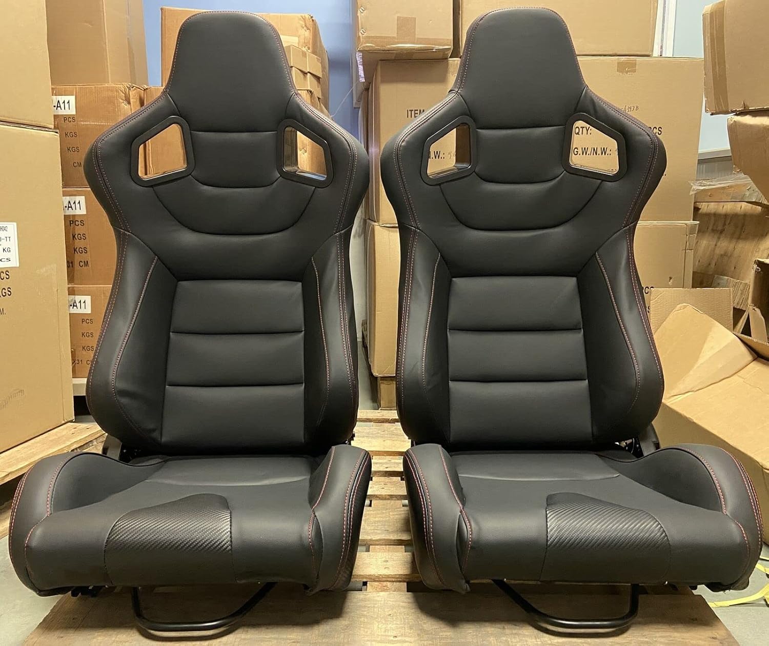 Amazon.com: Universal Racing Seats Pair with Dual Sliders, Black with ...
