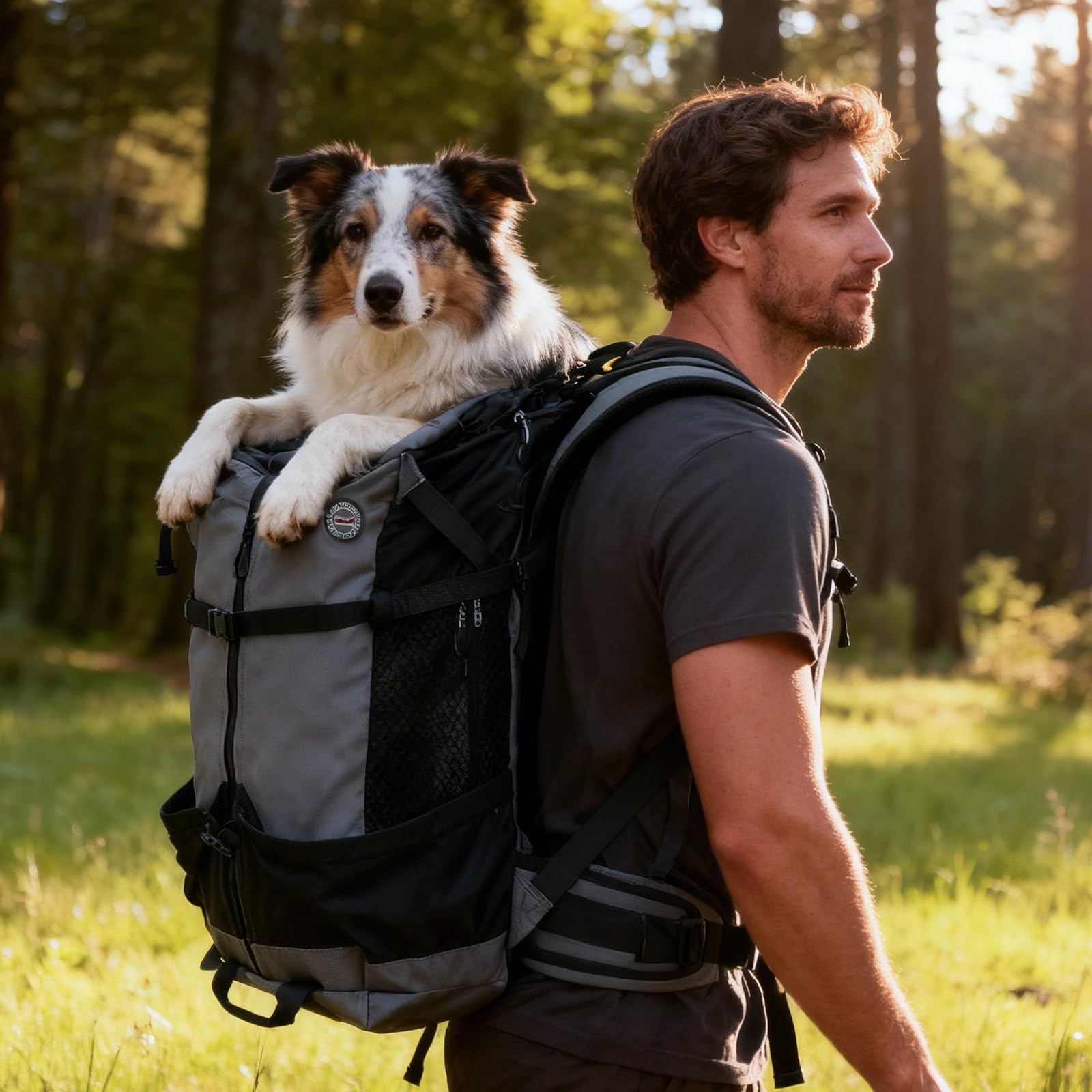 PETCUTE Zaino per Cani,Zaino Traspirante per Gatti con fodera Impermeabile,Trasportino Pieghevole per Cani con Imbracatura di Sicurezza,Imbottitura Rimovibile, per Viaggi,Passeggiate all'aperto