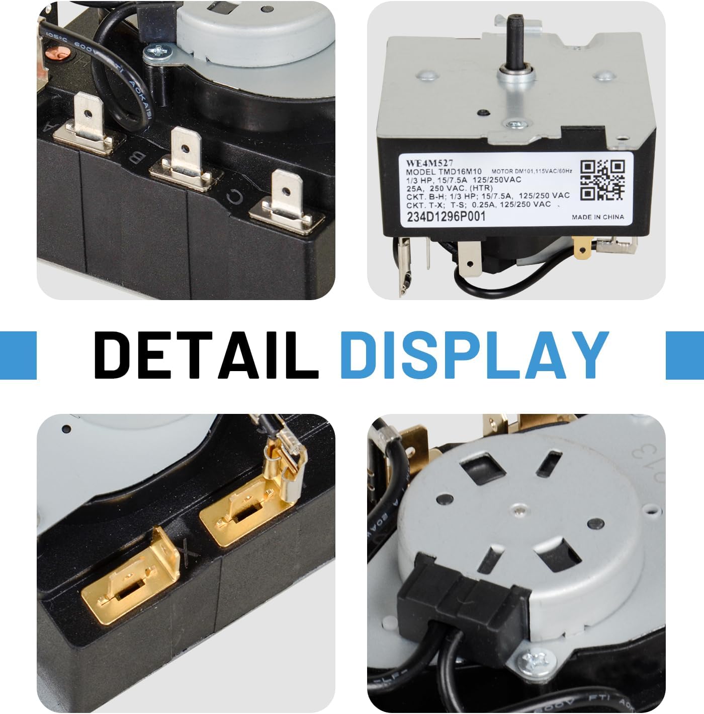 WE4M527 Dryer Timer Compatible With GE Hotpoint Replace 234D1296P001 TMD16M10 WE04M0527 WE4M365 WE4M527-36PK 2754526 AP5632405 EAP3654187 PS3654187