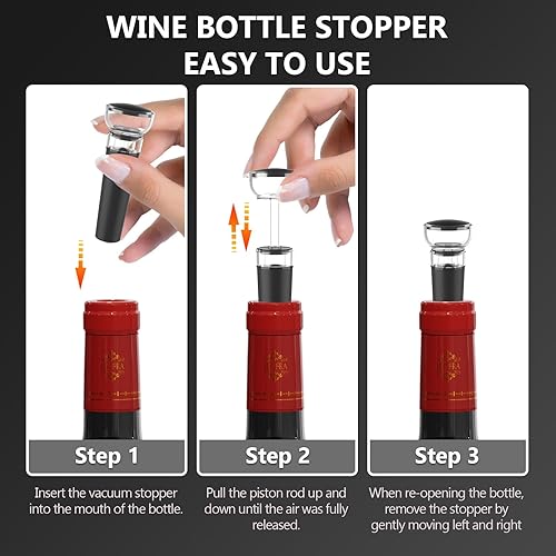 Miniatura 6 de Aireador eléctrico de vino y bomba decantadora  Aireación silenciosa de doble bomba, vertido medido, pantalla de temperatura y sistema recargable