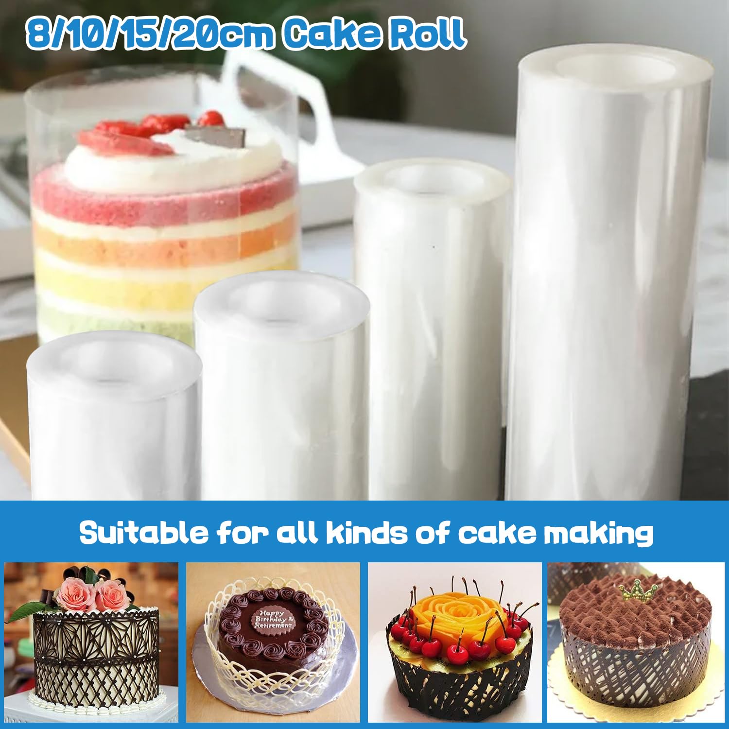 Rhodoid Patisserie 20cm X 10m - Feuille Acétate Pour Collerettes à Gâteau Réutilisable