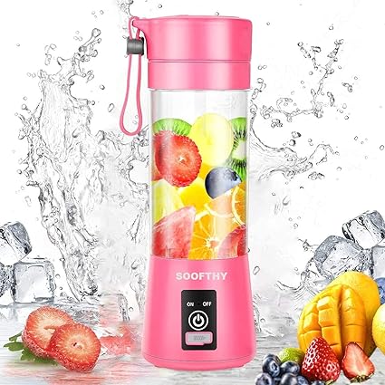 SOOFTHY PORTABLE ELECTRIC BLENDER, ELECTRIC USB JUICER BLENDER CUP, BABY FOOD MIXING MACHINE WITH UPDATED 6 BLADES,380ML.