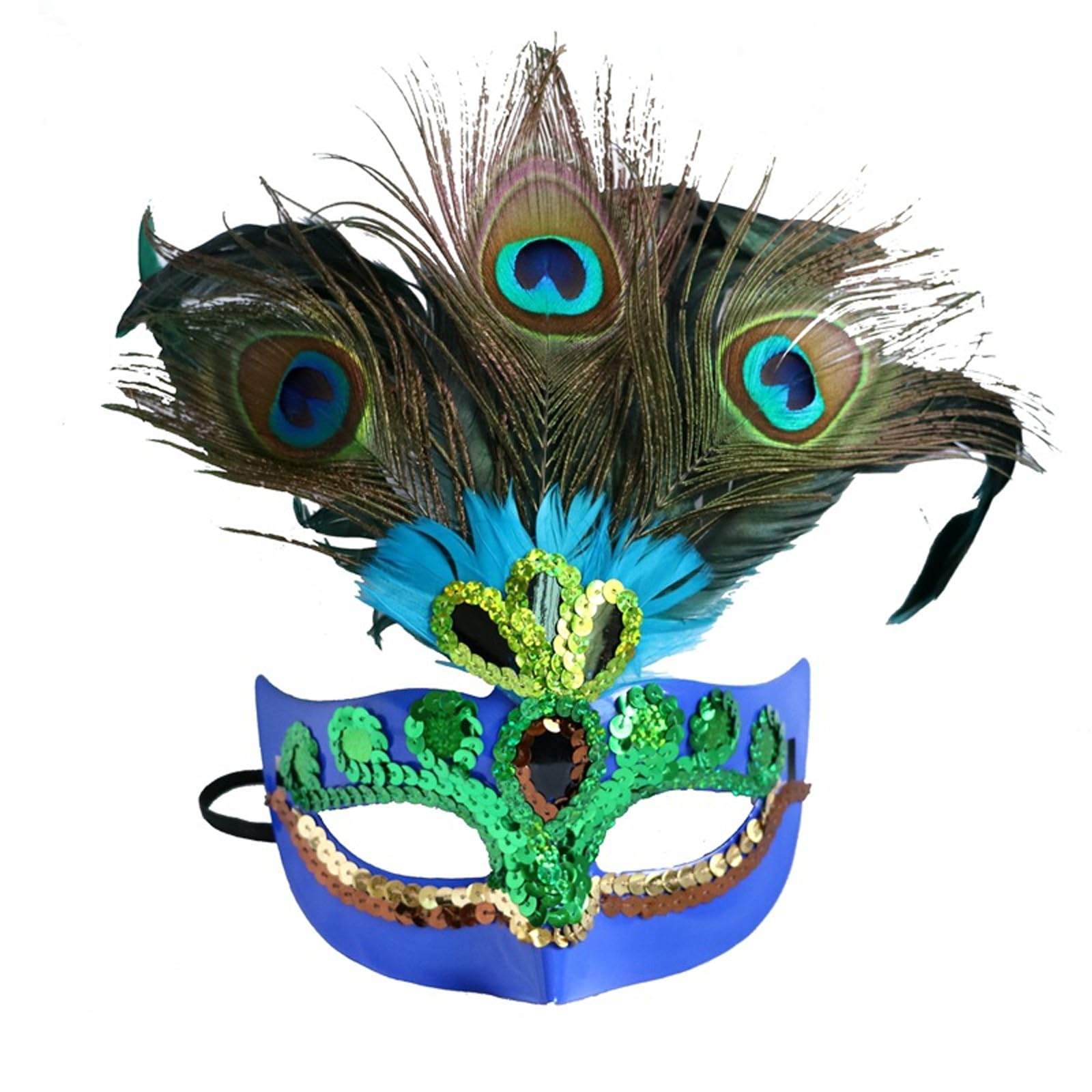 TINAYAUE Mardi Gras Mask Halloween Peacock Feather Half Face Venetian Mask Masked Ball Christmas Sequins Masks Fancy Dress Costume Party Accessory for Women Girls Carnival Cosplay Stage Show