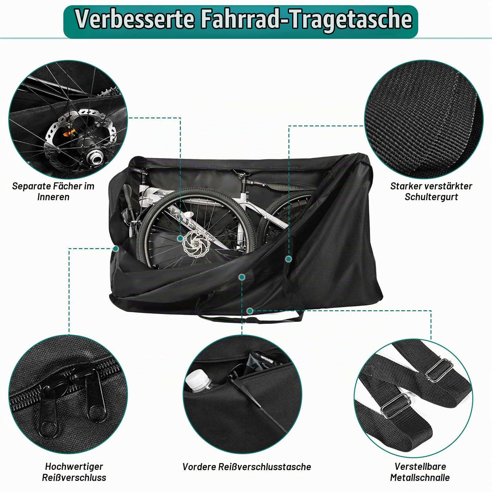 Fahrrad Transporttasche 24 Zoll,Robuste 900D Fahrradtransporttasche Wasserdicht mit Schultergurt,Fahrradtasche Flugzeug für 24-29 Zoll MTB Rennrad und Klapprad Faltrad,Groß Fahrrad-aufbewahrungstasche