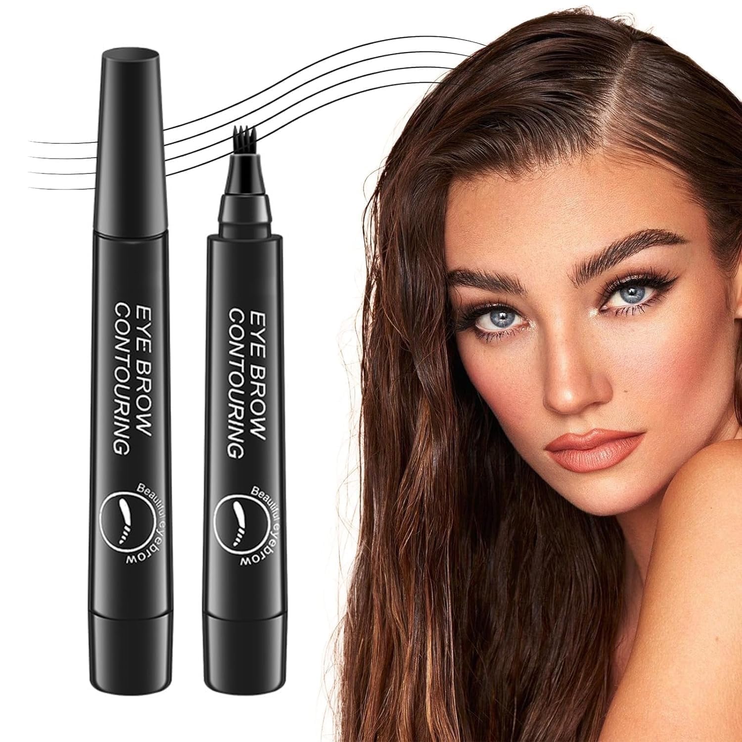 4 Point Eyebrow Pencil Black,Waterproof Microblading Eyebrow Pencil with a Micro-Fork Tip Applicator Creates || Black Fine Sketch Liquid Eye Brow Tattoo Tint Pen-picture-14