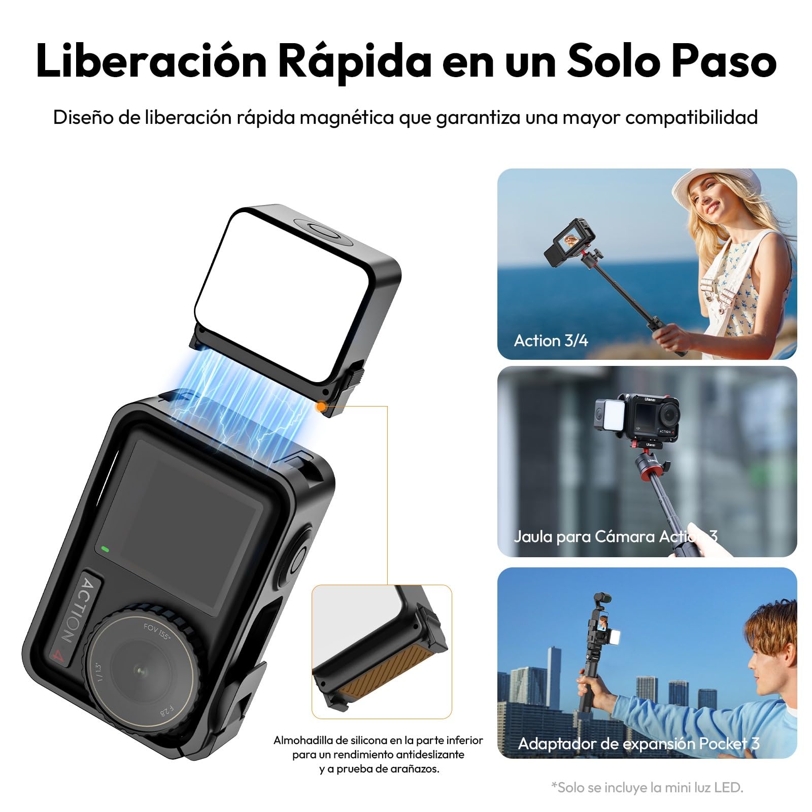 Ulanzi LM18 - Luz de Relleno Magnético para dji OSMO Action 3/4/5, Mini Luz LED Portátil de Vlogging, IPX5 Impermeable