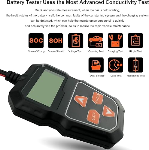 Miniatura 5 de KW208 - Probador de batería de automóvil de 12 V, probador de carga de batería automotriz, prueba de sistema de arranque y carga automática de