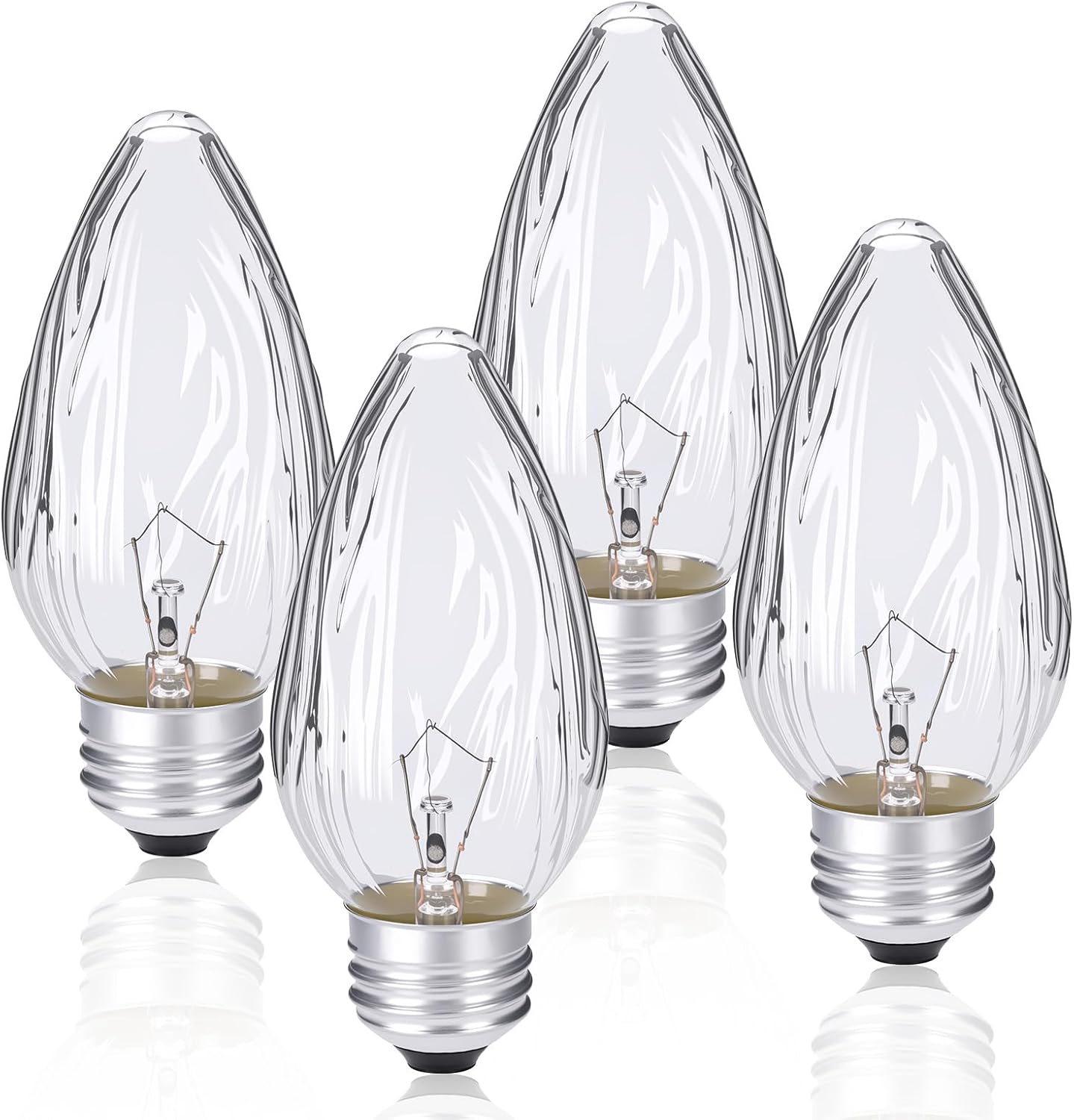 4Pcs 25W Clear Flame Decorative Incandescent Light Bulbs | Replacement for GE 75337, E26 Base, 120V, Warm White, Vintage Style, for Indoor & Outdoor Pendant Lights, Wall Sconces