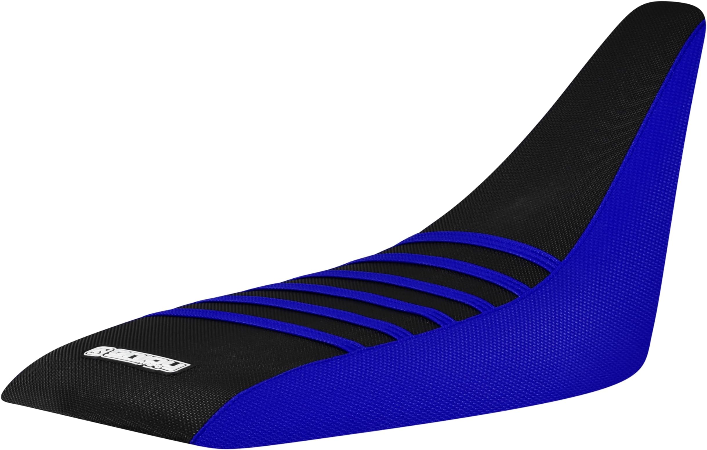 Enjoy Mfg Seat Cover - Compatible with Yamaha 2001-2005 Raptor 660 Raptor 660R - #199 (Blue Sides/Black TOP/Blue Ribs)
