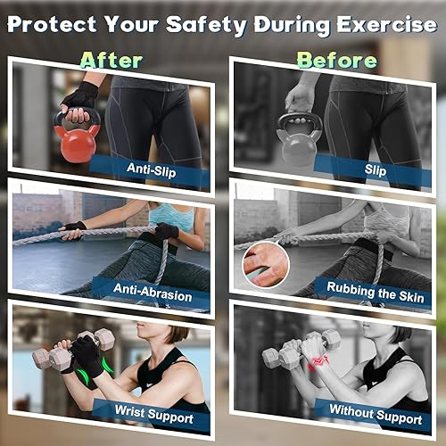 Miniatura 6 de Guantes de entrenamiento para hombres y mujeres, guantes de ejercicio transpirables y cómodos con soporte de muñeca para levantamiento de pesas,
