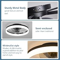 MOSSCO LED Mennyezeti Ventilátor Távirányítóval, Dimmelhető, 3 Szín, 6 Fokozat, 50cm 3
