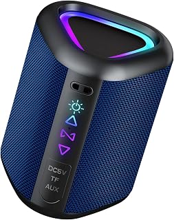 aowoka Cassa Bluetooth Portatili Senza Fili con Luce Led, Bluetooth 5.4, 24 Ore, Altoparlante Bluetooth Bassi Potente, Impermeabile IPX7, Speaker da Esterno per Viaggi, Sport, Feste, Ciclismo (Blu)