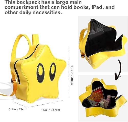 Miniatura 3 de Linda mochila de dibujos animados 3D estrella amarilla Y2K ligera impermeable mochila Daypack, Amarillo, Mochilas Daypack