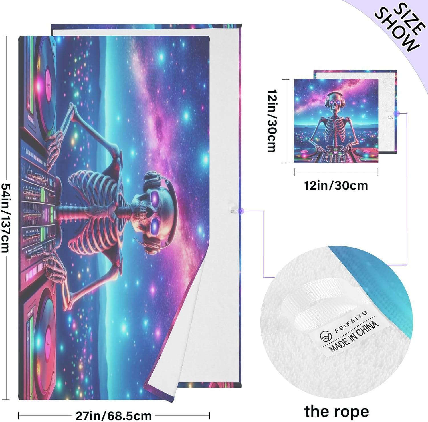 Hand Towels Premium Soft and Highly Absorbent Dj Skeleton 2 Pcs Towels for Bathroom Set 100% Cotton Decorative Face Towels