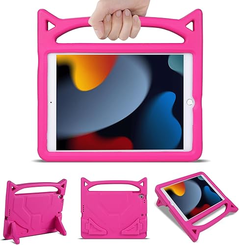 iPad 10.2 2019/2020/2021 Kids Case,iPad Pro 10.5/iPad Air 10.5 Lightweight Durable Shockproof Case with Handle,Build-in Kickstand for Kids (Pink)