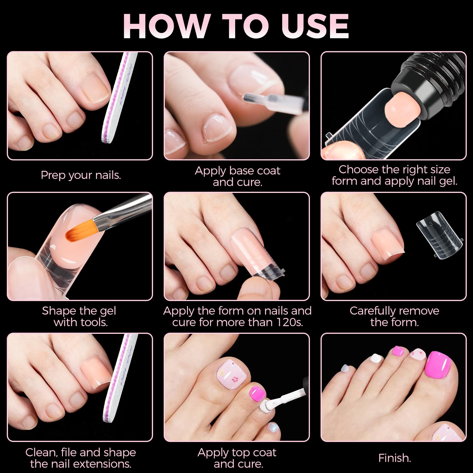 Kiiwah 150 szt. form do przedłużania i budowania, zestaw podwójnych form wielokrotnego użytku, długie, kwadratowe, pełne formy do żelu akrylowego, do manicure, 15 rozmiarów (przezroczyste)