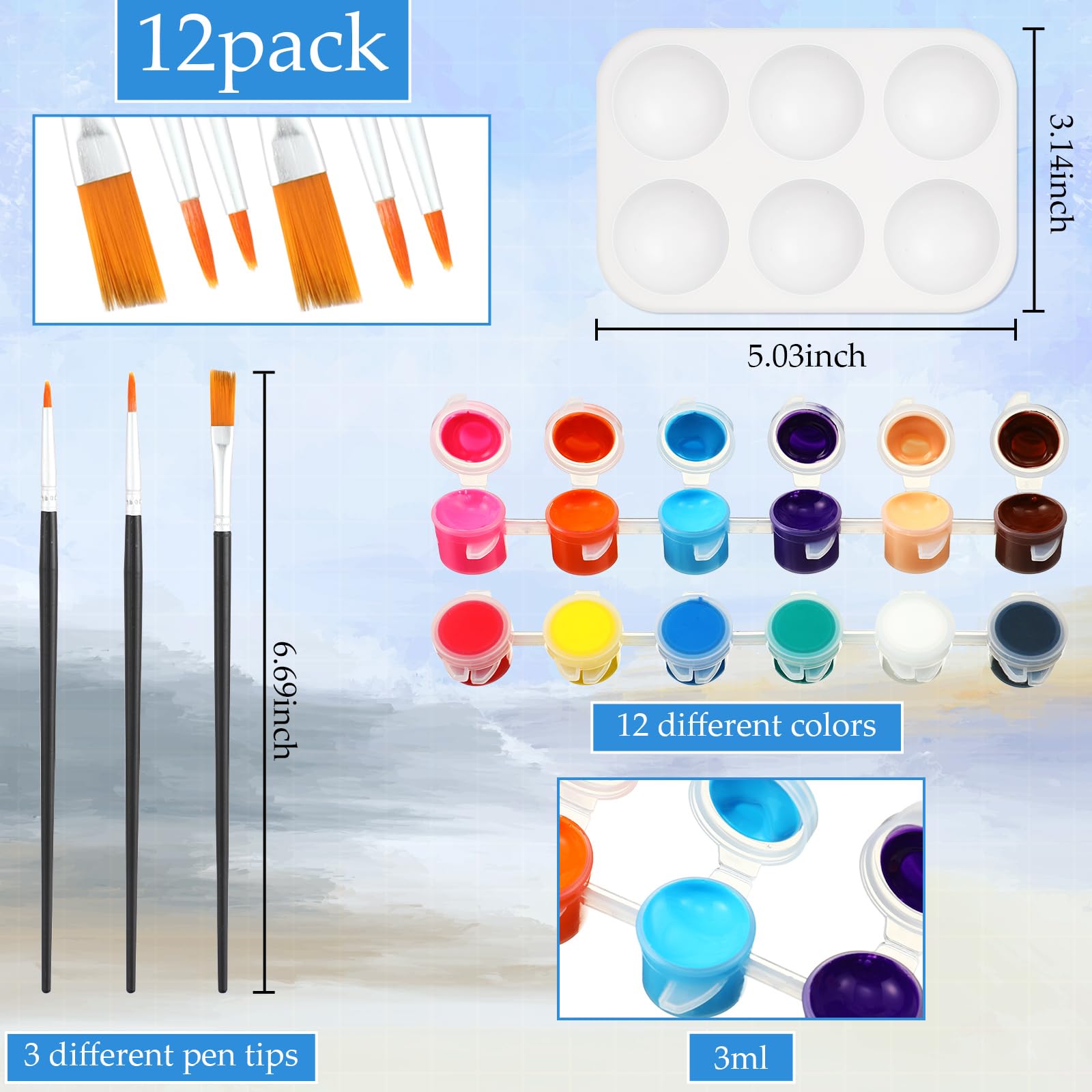 Ctosree 12 Pack Pre-Drawn Canvas Painting Kit - 10x8 Inch, Summer Theme, With Paints & Brushes