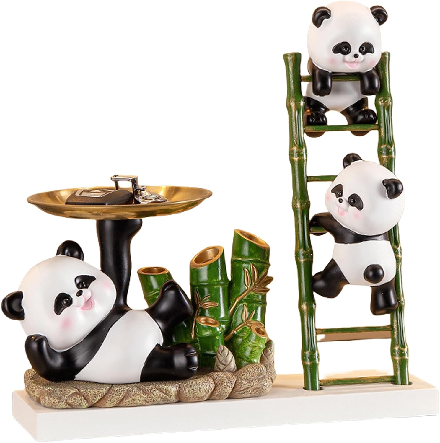 入り口の収納素敵なパンダの像を備えた鍵電話とホームアクセサリー用のダブルレベルのトレイ毎日のカジュアル使用かわいいパンダの置物 楽天市場】小物収納  玄関化粧卓 皿を捧げるパンダ クマ キー収納 鍵置き 卓上置物 収納トレイ 動物像 彫刻装飾 ペットサイトテープル ...